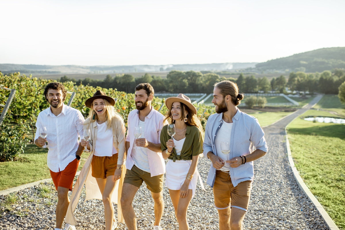 People enjoying wine in Tasmania