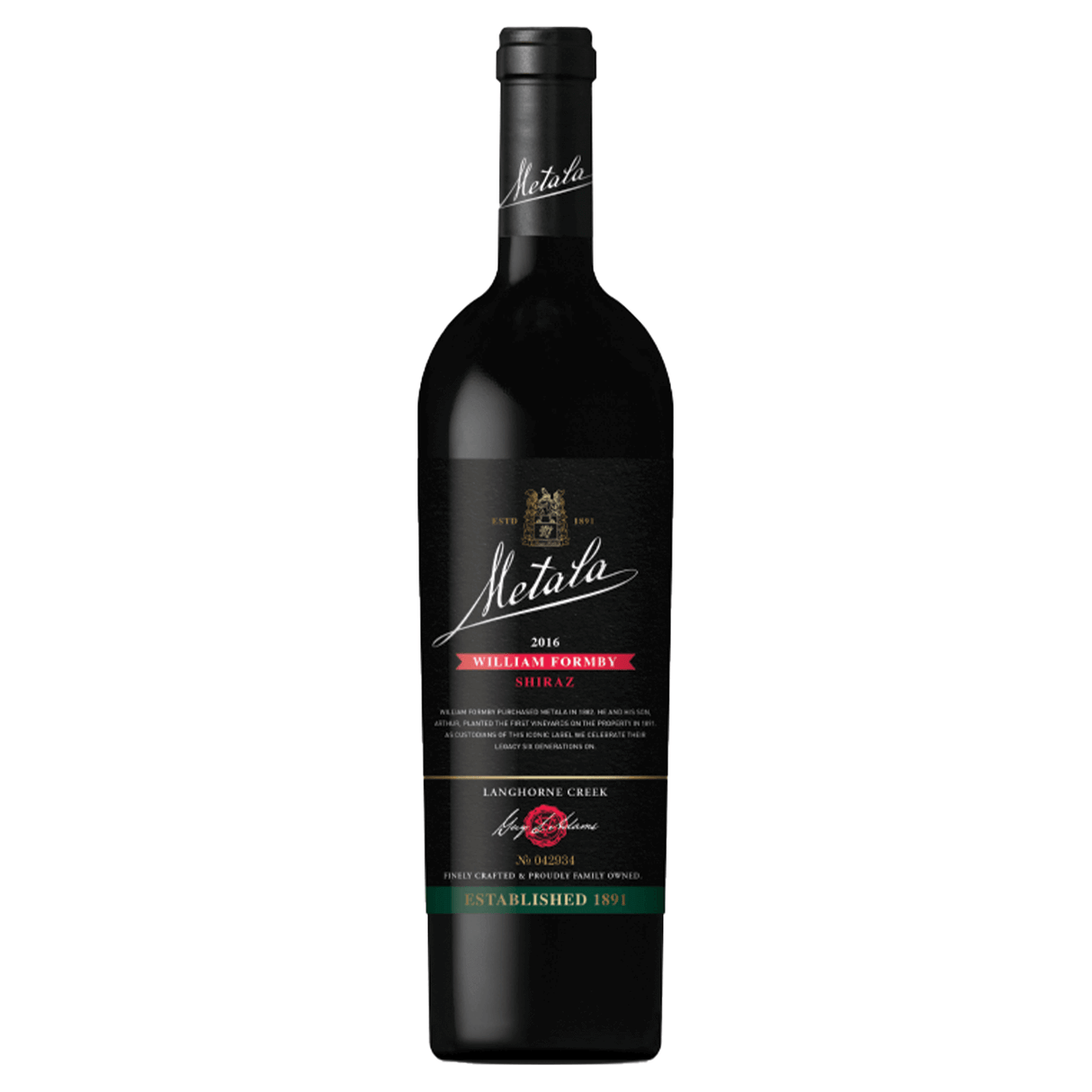 Metala William Formby Shiraz, Langhorne Creek 2016 (12 Bottles)