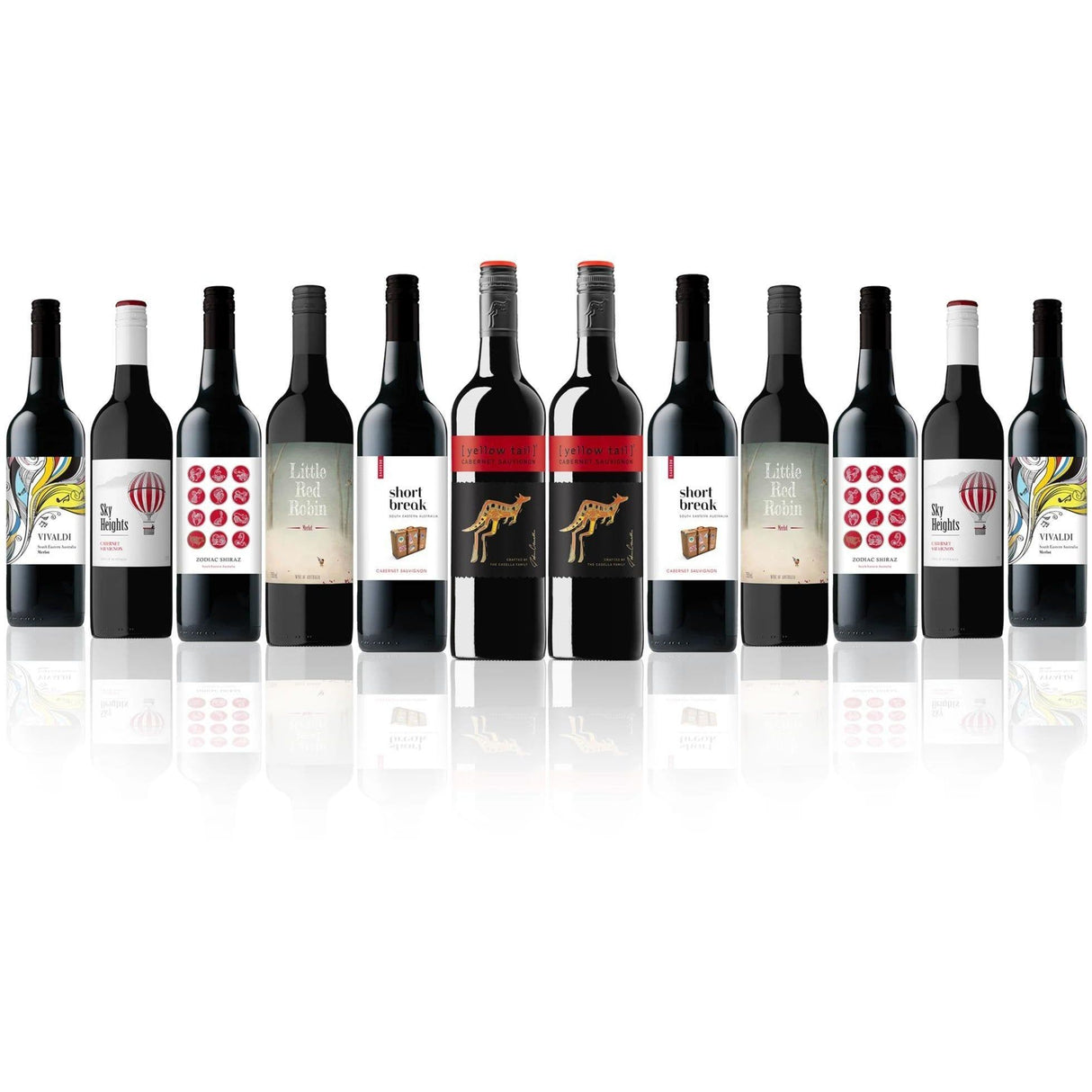 Mixed Aussie Red Dozen feat. Yellow Tail Cabernet Sauvignon (12 Bottles)