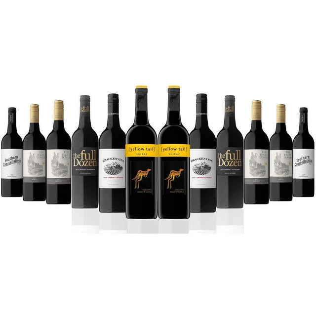 Australian Mixed Red Wine Dozen Featuring Yellow Tail Shiraz (12 Bottles)