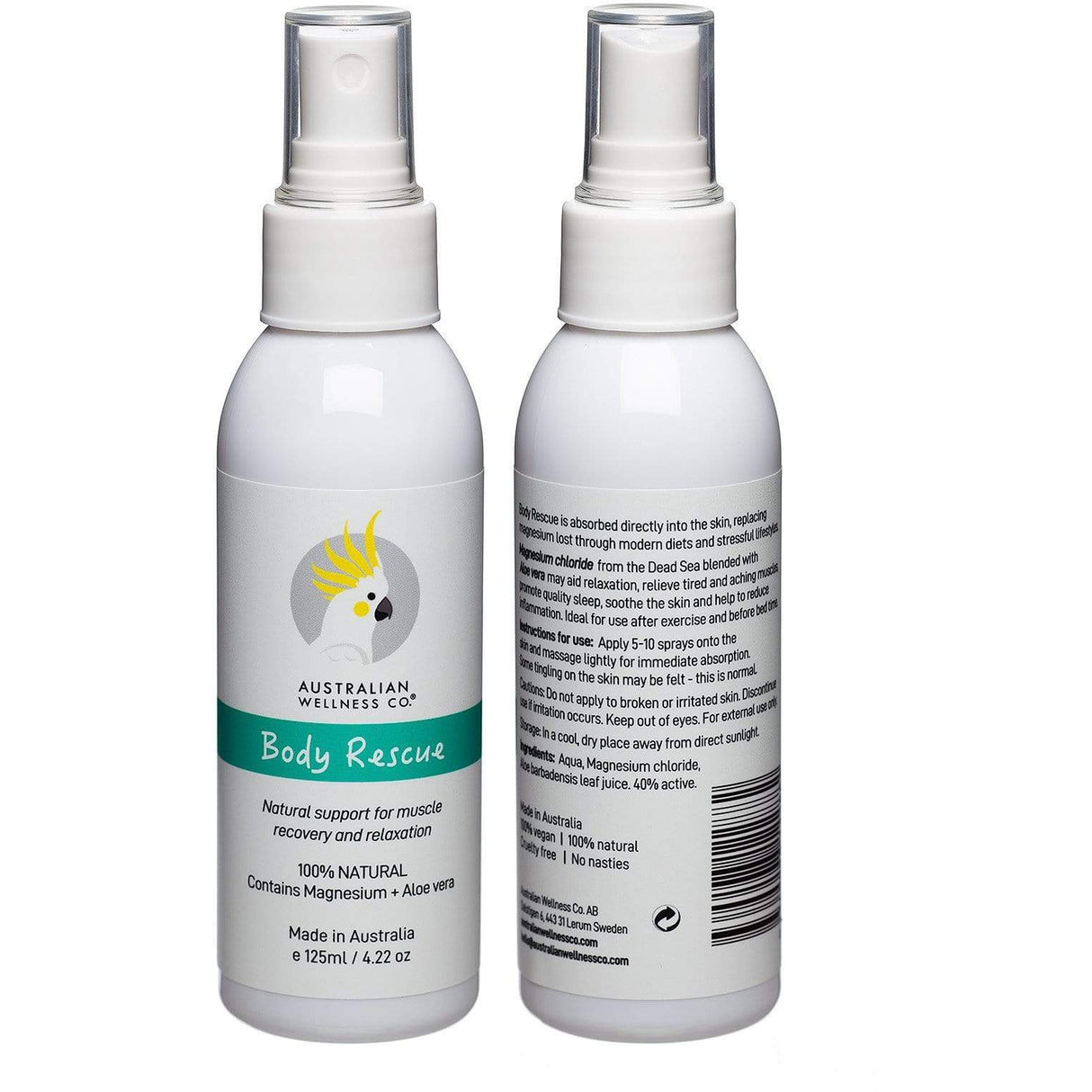 Australian Wellness Co. Natural skincare BODY RESCUE Relaxation Spray [Magnesium Oil + Organic Aloe Vera] 4.22oz/125ml.